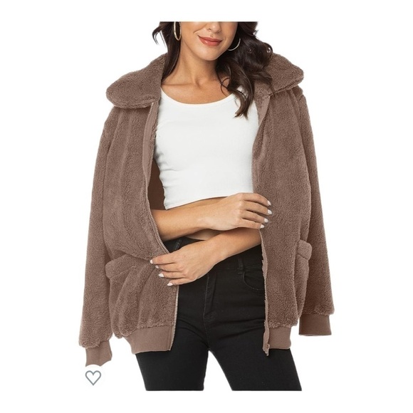 NWT-DOU BCQ-BROWN TEDDY BEAR JACKET-SIZE LARGE - Picture 4 of 10